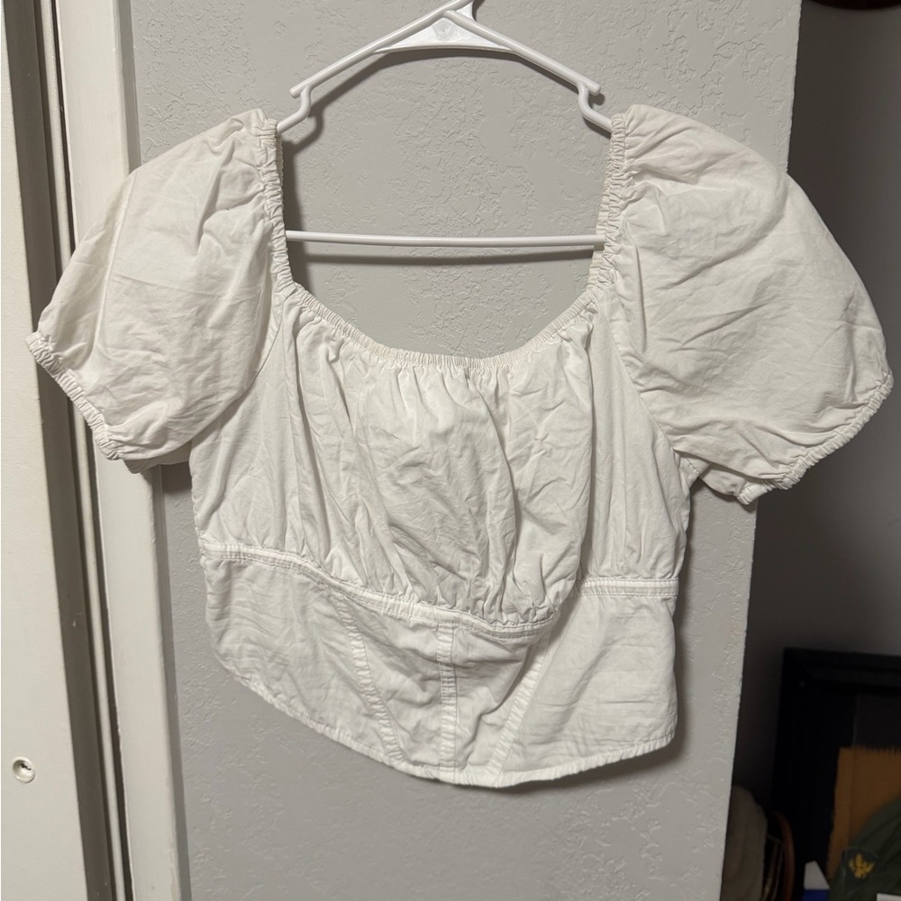 White Puff Sleeve Women's Top